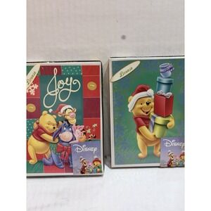 Set of 2 Holiday Style 6 Christmas Greeting Cards w/ Envelopes Winnie the Pooh